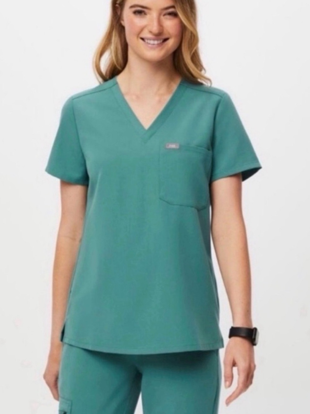 Figs Women's Catarina Scrub Top in Marine (now Cactus) NWT